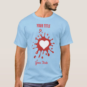 T-shirt Éclaboussure de peinture rouge avec une forme de c