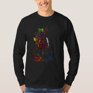 T-shirt Éclaboussure de vin Verre à vin Raisins Viticulteu