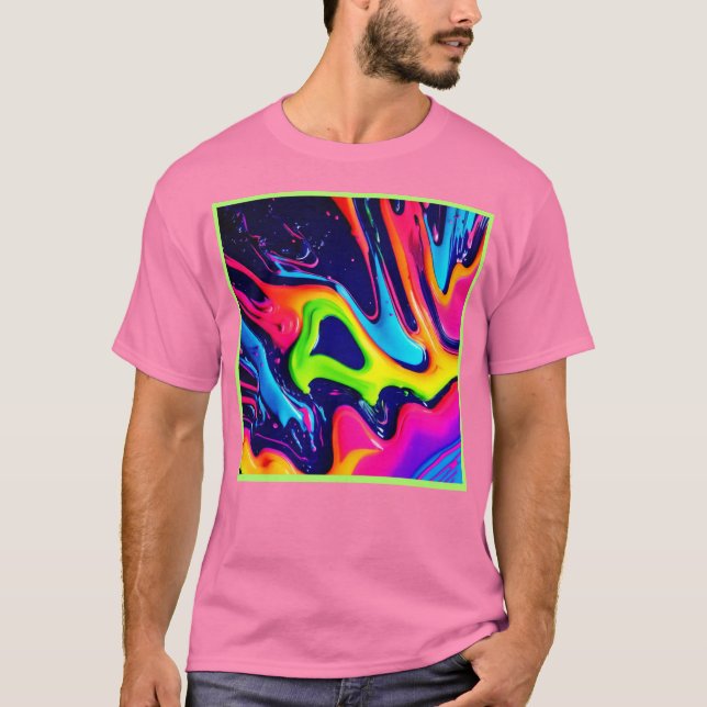 T-shirt Éclaboussures fluides abstraites vibrantes (Devant)
