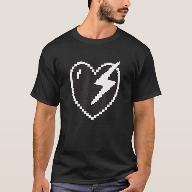 T-shirt Éclair de coeur Pixel Gamer (Devant)