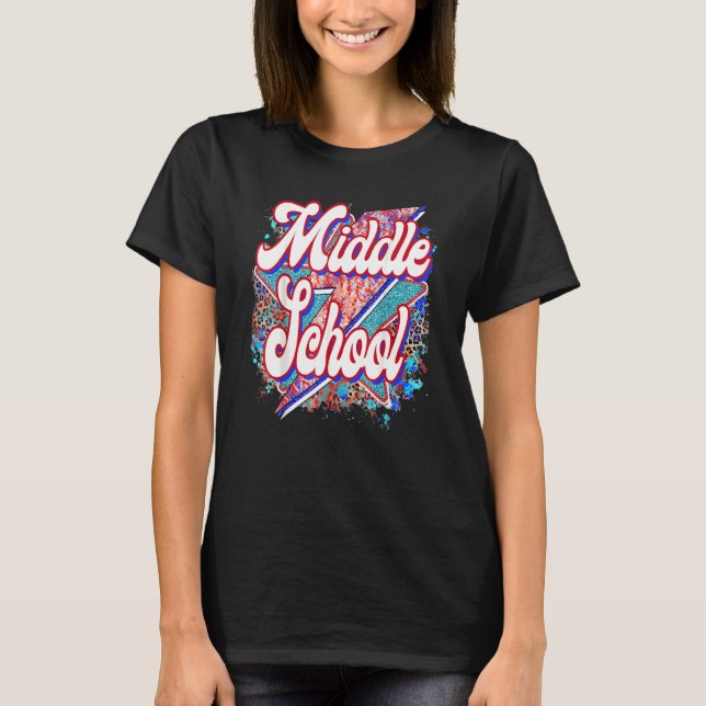 T-shirt Éclair Du Milieu De L'Enseignant Retour À Scho (Devant)