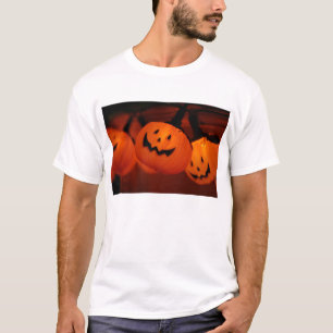 T-shirt Éclairage Citrouille d'Halloween Blanc Tee - shirt