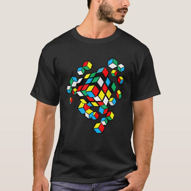T-shirt Éclairage Compétitif Cube Vitesse Cube Cubing Vin (Devant)