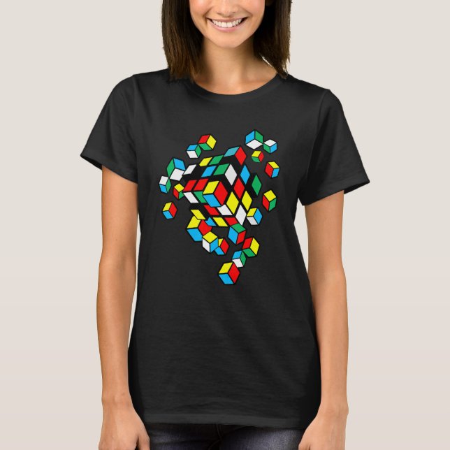 T-shirt Éclairage Compétitif Cube Vitesse Cube Cubing Vin (Devant)