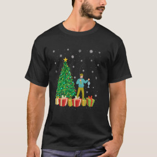 T-shirt Éclairage d'arbre de Noël de pêche Chapeau de Père