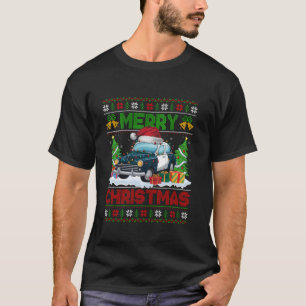 T-shirt Éclairage d'arbre de Noël laid Santa Chapeau voitu
