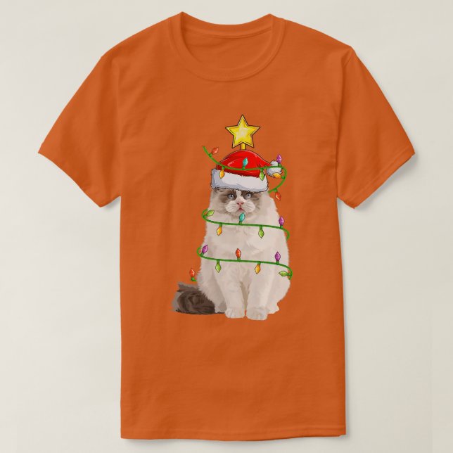 T-shirt Éclairage de chats Ragdoll Xmas Arbre Correspondan (Design devant)