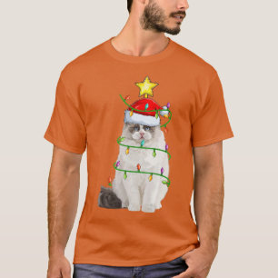T-shirt Éclairage de chats Ragdoll Xmas Arbre Correspondan