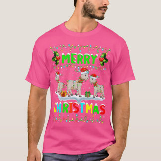 T-shirt Éclairage de chèvre Noël Chapeau Joyeux Noël Chèvr