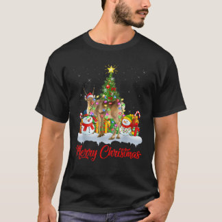 T-shirt Éclairage de l'arbre de Noël du renne Santa Renne