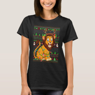 T-shirt Éclairage de lion de Noël de style pull de Noël mo