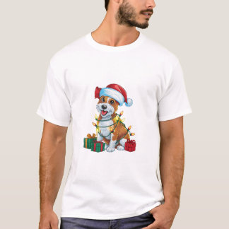 T-shirt Éclairage de Noël Chapeau Cardigan Welsh Corgi Chi