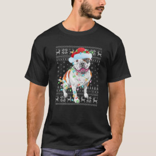 T-shirt Éclairage de Noël chapeau laide Chien de taureau a