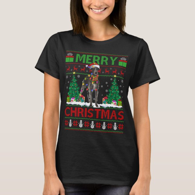 T-shirt Éclairage de Noël chapeau laide Wolfhound irlandai (Devant)