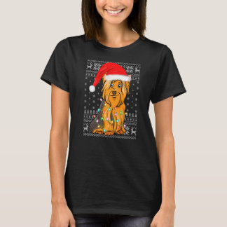 T-shirt Éclairage de Noël chapeau Vilain Yorkshire Terrier