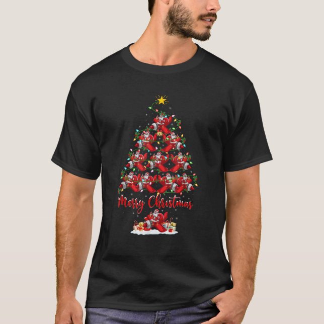 T-shirt Éclairage de Noël Correspondant Père Noël avion No (Devant)
