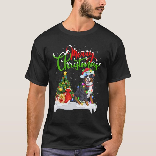 T-shirt Éclairage de Noël correspondant Père Noël Bernese  (Devant)
