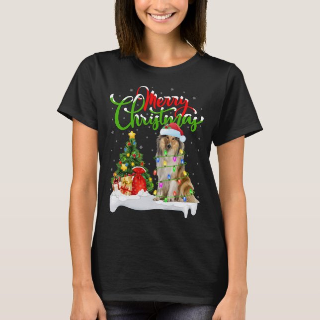 T-shirt Éclairage de Noël Correspondant Père Noël Rough Co (Devant)