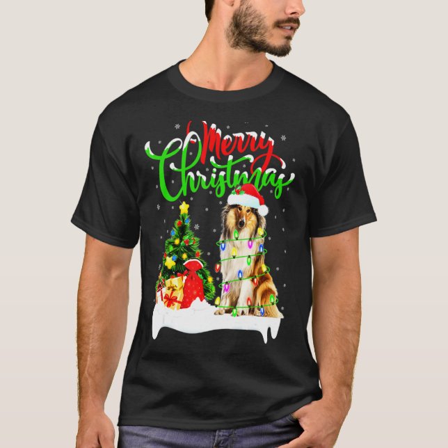 T-shirt Éclairage de Noël Correspondant Père Noël Rough Co (Devant)