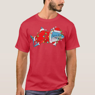 T-shirt Éclairage de Noël de l'amoureux du requin Père Noë