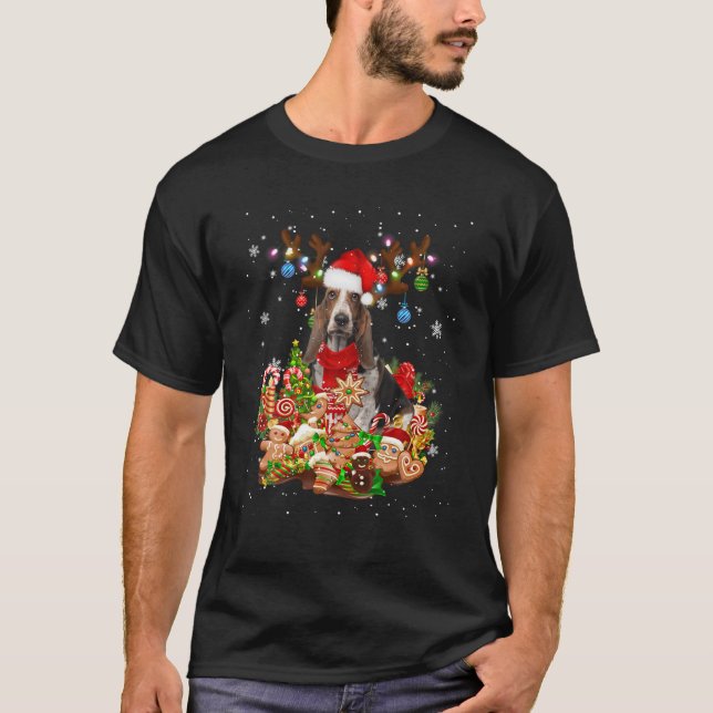 T-shirt Éclairage de Noël du renne à col Basset Sant (Devant)