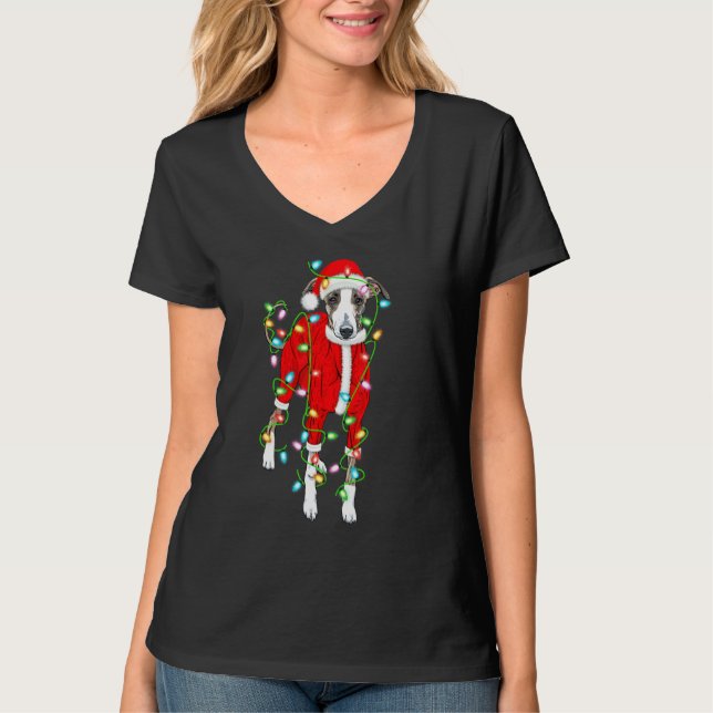 T-shirt Éclairage de Noël Greyhound Santa Hat Greyhound Ch (Devant)