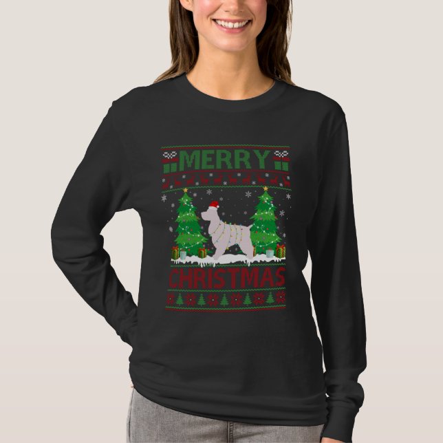 T-shirt Éclairage de Noël laid Cocker Chien Espagnol Ug (Devant)