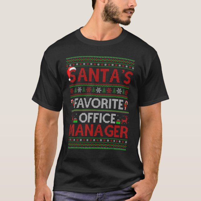 T-shirt Éclairage de Noël laid, le gestionnaire de bureau  (Devant)