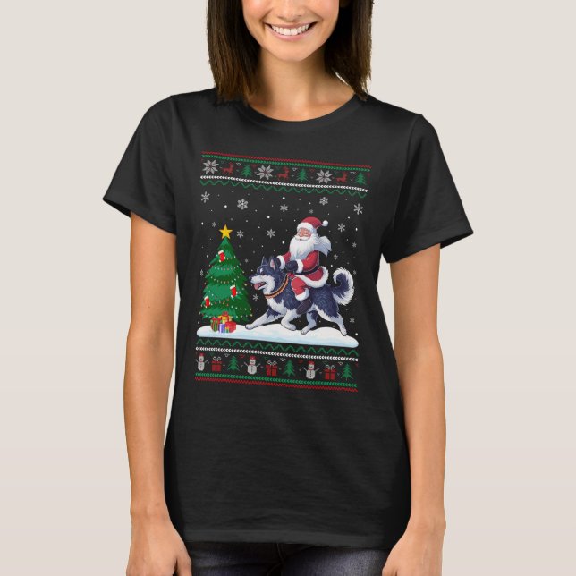 T-shirt Éclairage de Noël laid Père Noël équitation Alaska (Devant)
