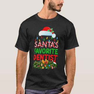 T-shirt Éclairage de Noël Le dentiste préféré du Père Noël