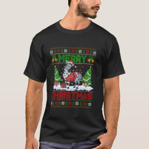 T-shirt Éclairage de Noël moche Père Noël Zebra Joyeux Noë