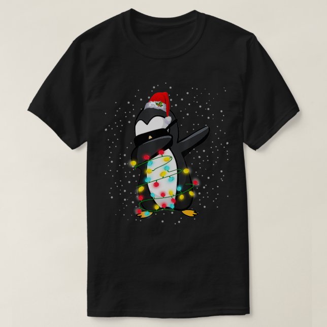 T-shirt Éclairage de Noël Penguin Dabbing (Design devant)