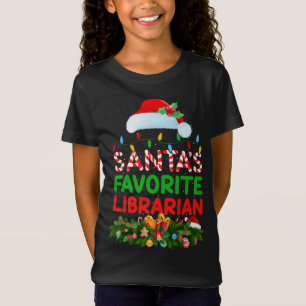 T-Shirt Éclairage de Noël Père Noël favori Bibliothécaire 