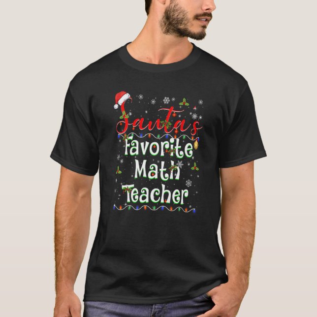 T-shirt Éclairage de Noël Père Noël Favori Math Enseignant (Devant)