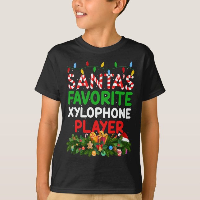 T-shirt Éclairage de Noël Père Noël Joueur Xylophone favor (Devant)