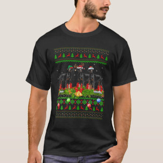 T-shirt Éclairage de Noël Père Noël laide Doberman Pinsche