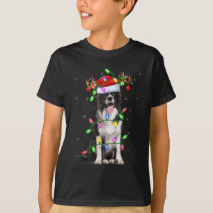 T-shirt Éclairage de Noël Xmas Père Noël Border Collie Chi