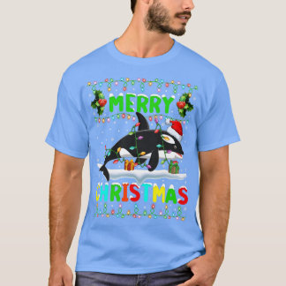 T-shirt Éclairage de poisson de Noël Orca Noël Joyeux Noël