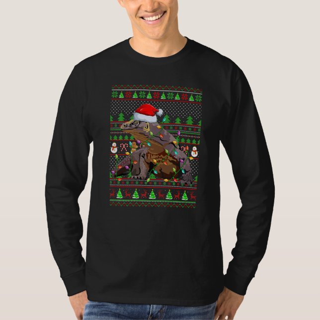 T-shirt Éclairage de style pull de Noël moche Komodo Drago (Devant)
