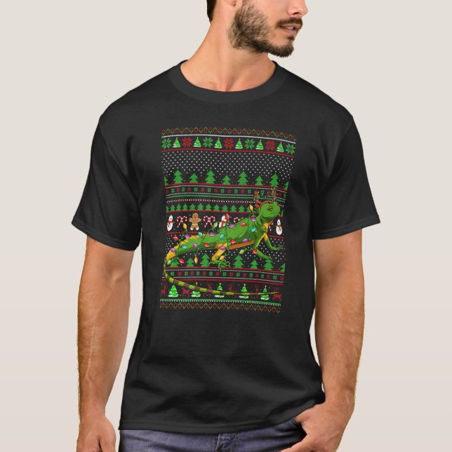 T-shirt Éclairage de style sucré moche Xmas Gecko Lizard C (Devant)