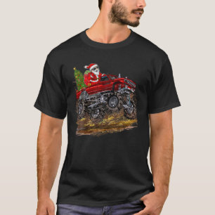 T-shirt Éclairage des arbres de Noël Père Noël équitation