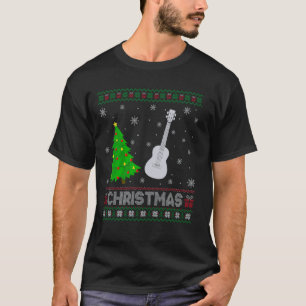 T-shirt Éclairage des arbres Ukulele Xmas Chandail de Noël
