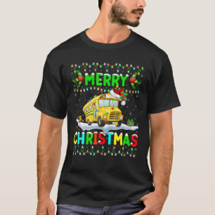 T-shirt Éclairage des autobus scolaires de Noël Père No
