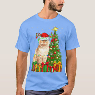 T-shirt Éclairage écossais de chats pliés Xmas Tree Scotti