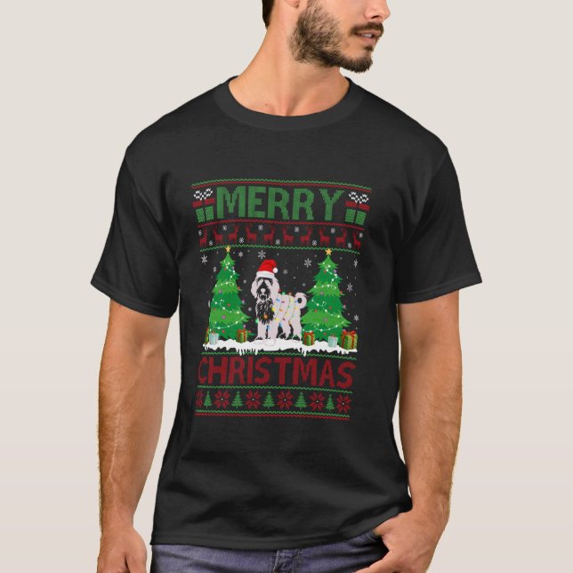 T-shirt Éclairage hideux des arbres de Noël Bernedoodle Ch (Devant)