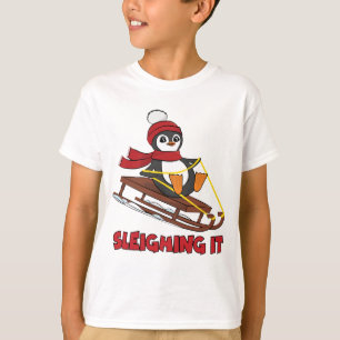 T-shirt Éclairage - Neige Dormant mignon Pingouin hiver