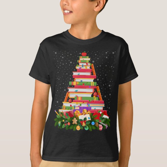 T-shirt Éclairage Noël Chapeau Bibliothécaire Livre Noël T (Devant)