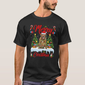 T-shirt Éclairage Noël Chapeau Dogue De Bordeaux Chien Chr