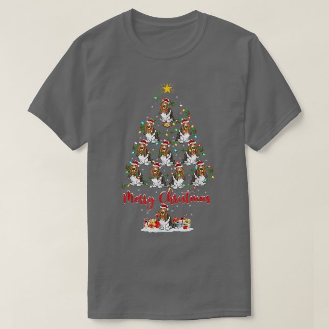 T-shirt Éclairage Noël Correspondant Père Noël Basset Houn (Design devant)