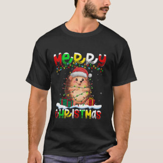 T-shirt Éclairage Noël Hat Hérisson Joyeux Noël T
